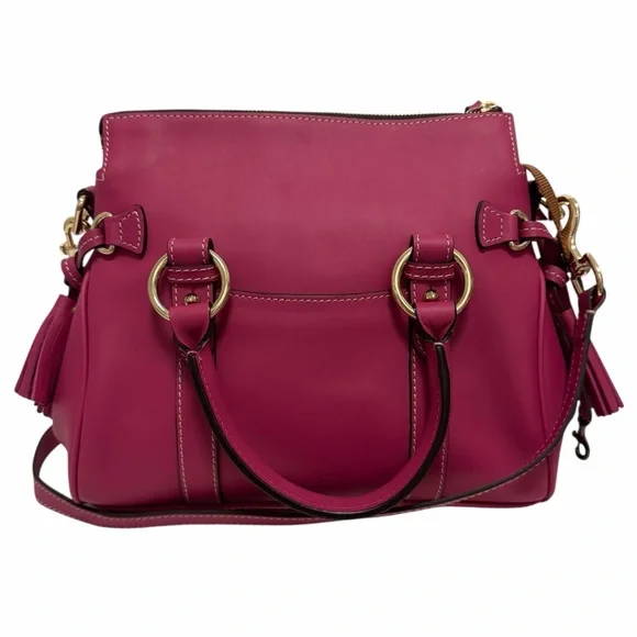Dooney & Bourke Solid Hot Pink Leather Satchel Handbag - Picture 2 of 9